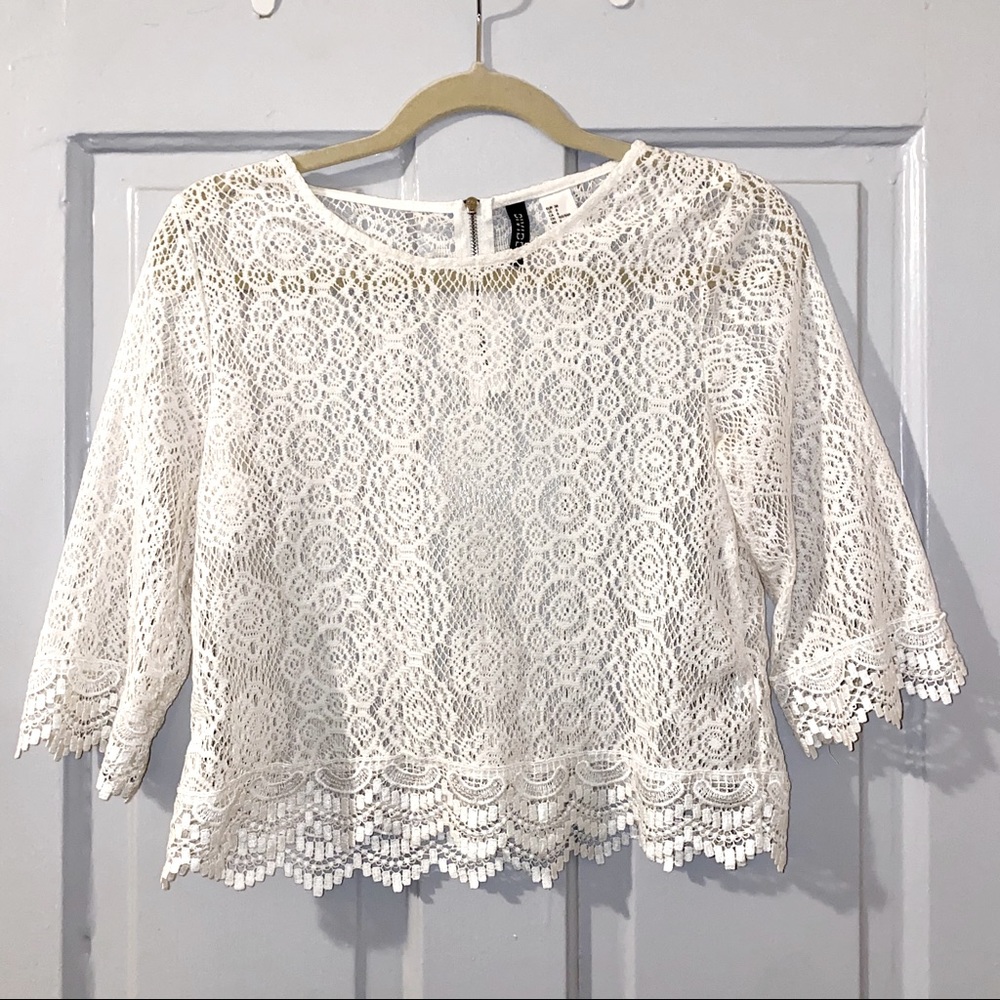Lace Crop w/Exposed Zipper